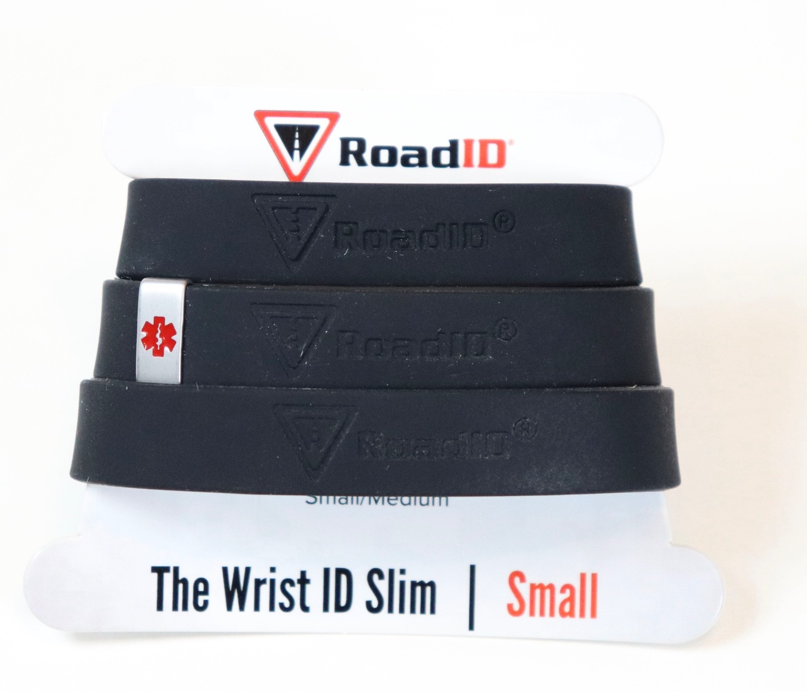 ROAD iD 3 Pack Slim Wrist Bands Black XS S M Silicone Replacement Bands NEW