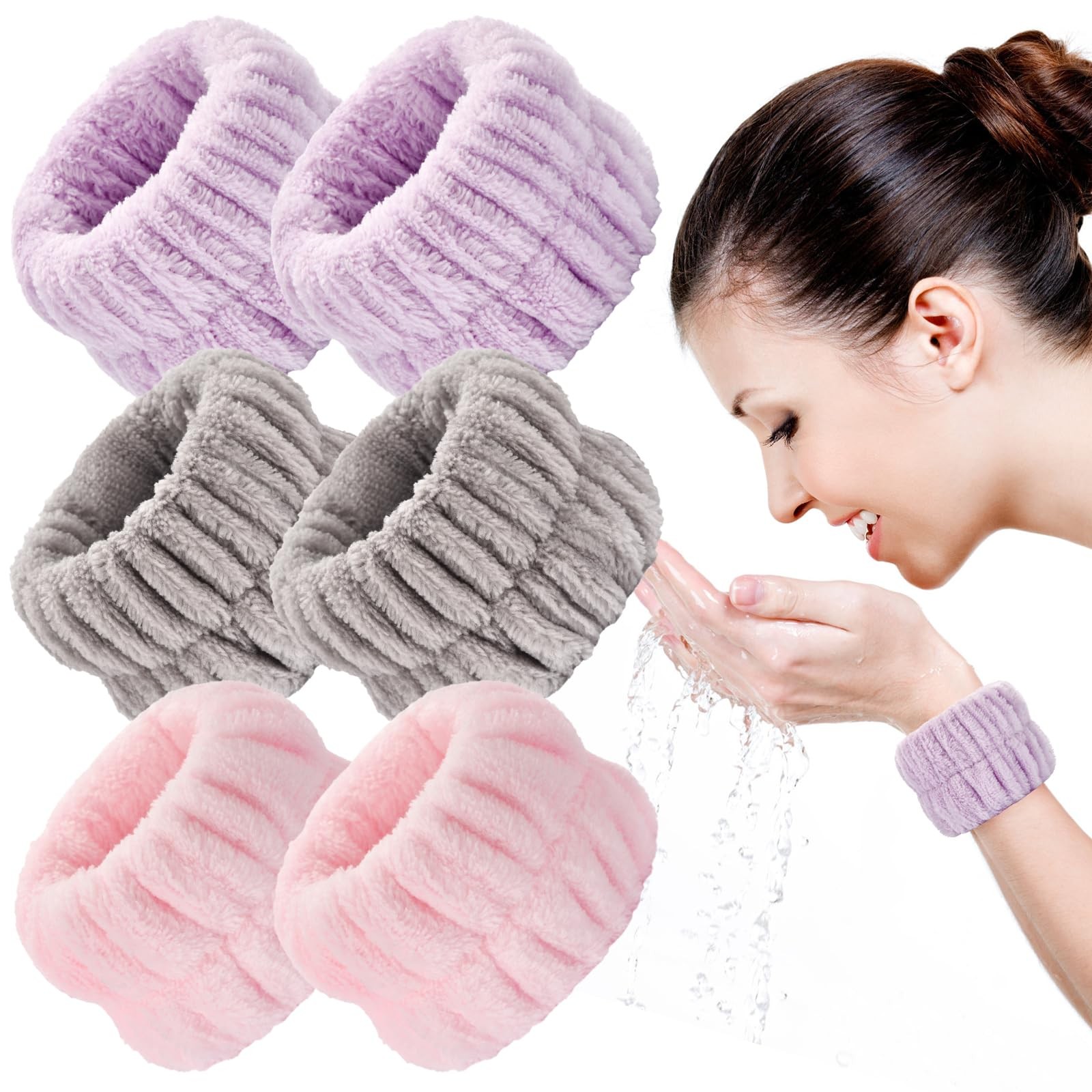 Wteehn 6pcs Wrist Bands for Washing Face Wash Wristbands Wrist Towels Arm Bands