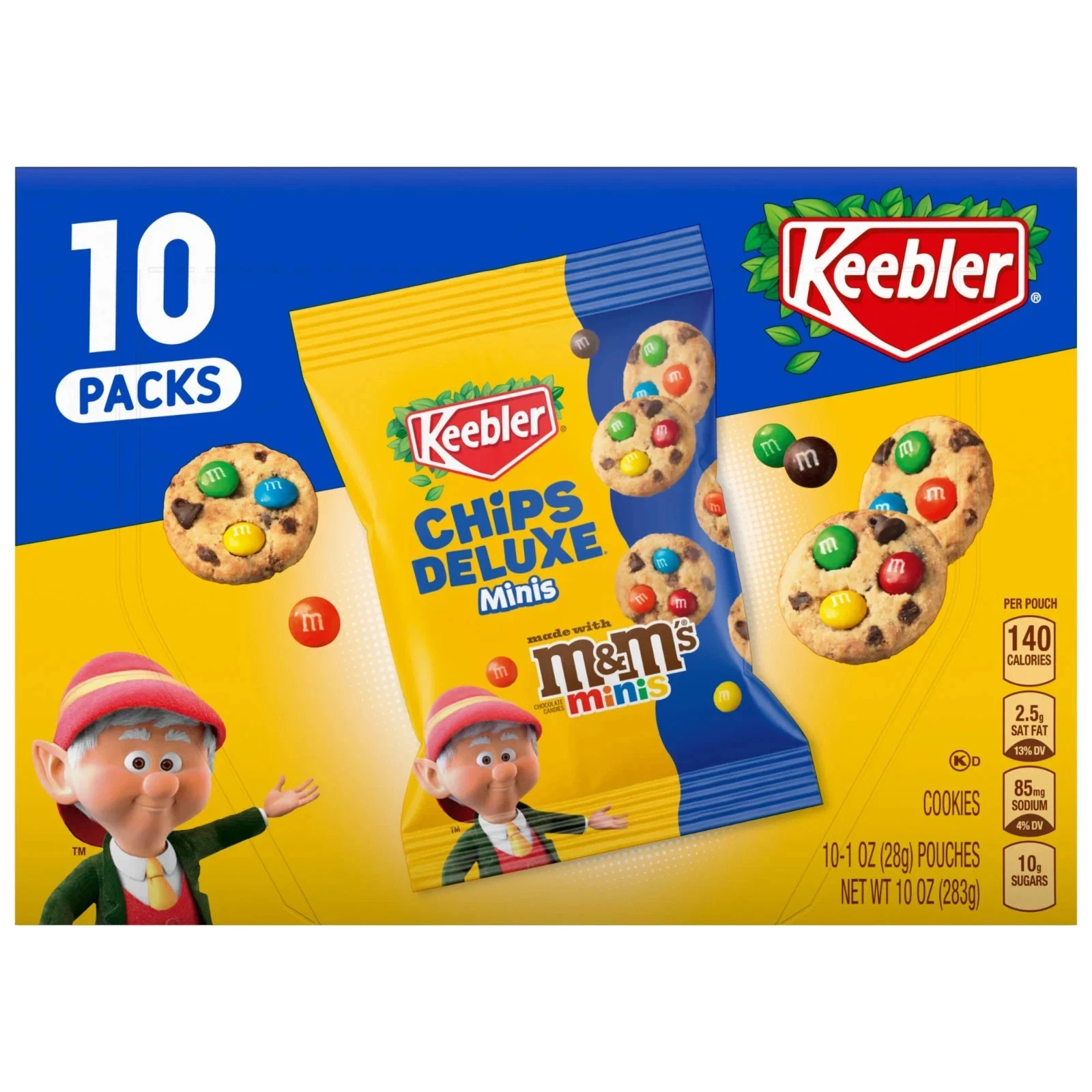 Keebler Chips Deluxe Minis Made with M&M’s, Chocolate Chip Cookies, 1 oz Pouches