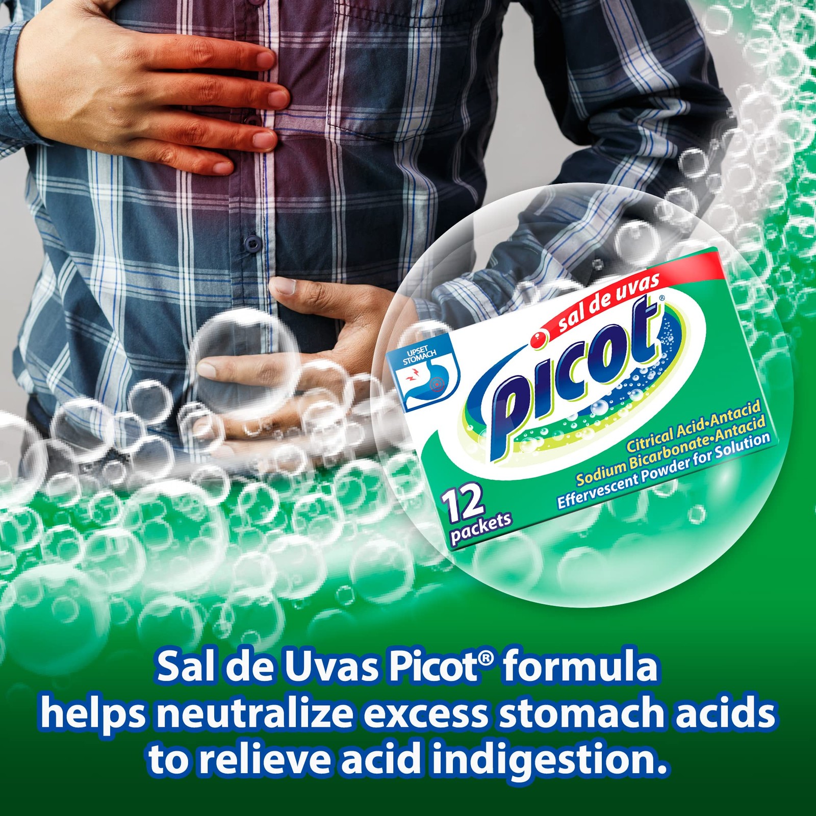 Sal de Uvas Picot, Effervescentl, Powder 12 Count (Pack of 3), White