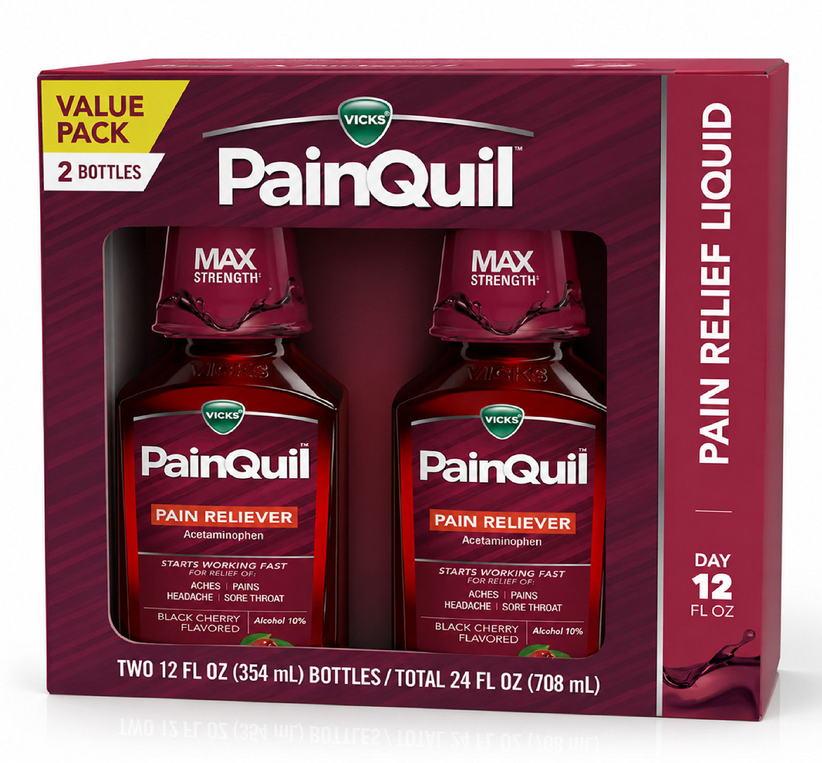 2 PK PainQuil Pain Relief Liquid Acetaminophen Pain Reliever for Adults 12 Fl oz