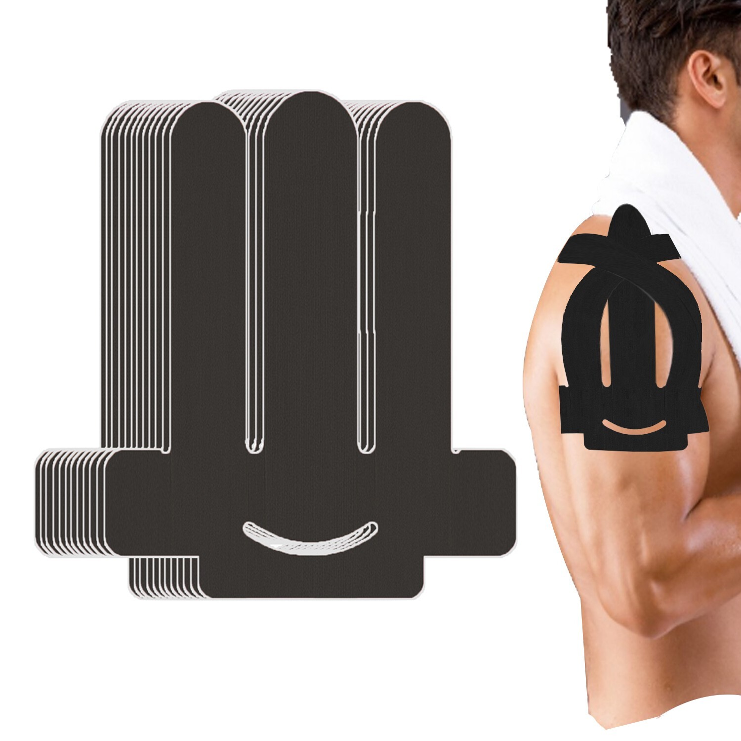 12PCS Kinesiology Tape for Shoulder Precut Shoulder Tape for Pain Relief Black