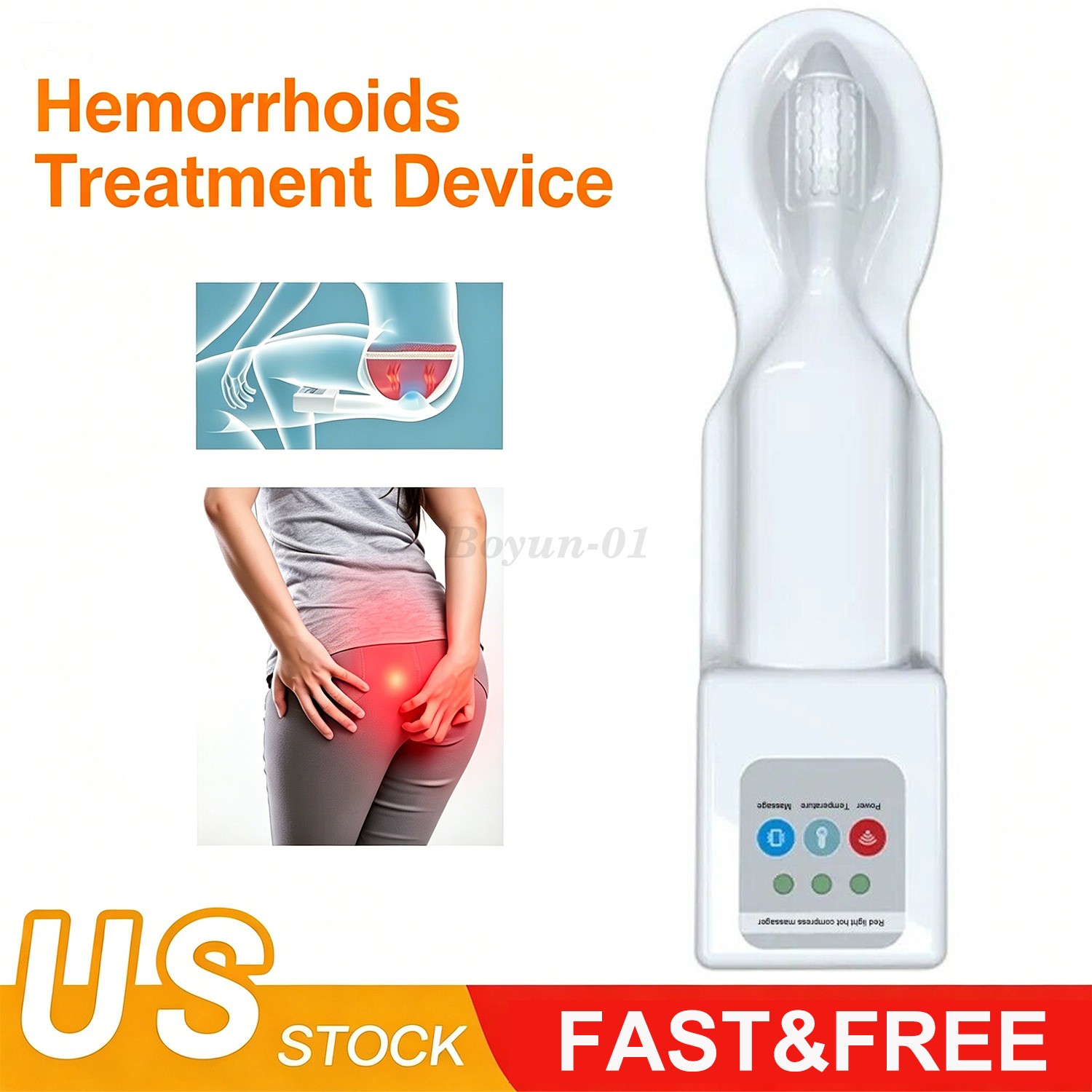 Hemorrhoids Treatment Red Light Therapy Hot Compress Hemorrhoid Massager NEW