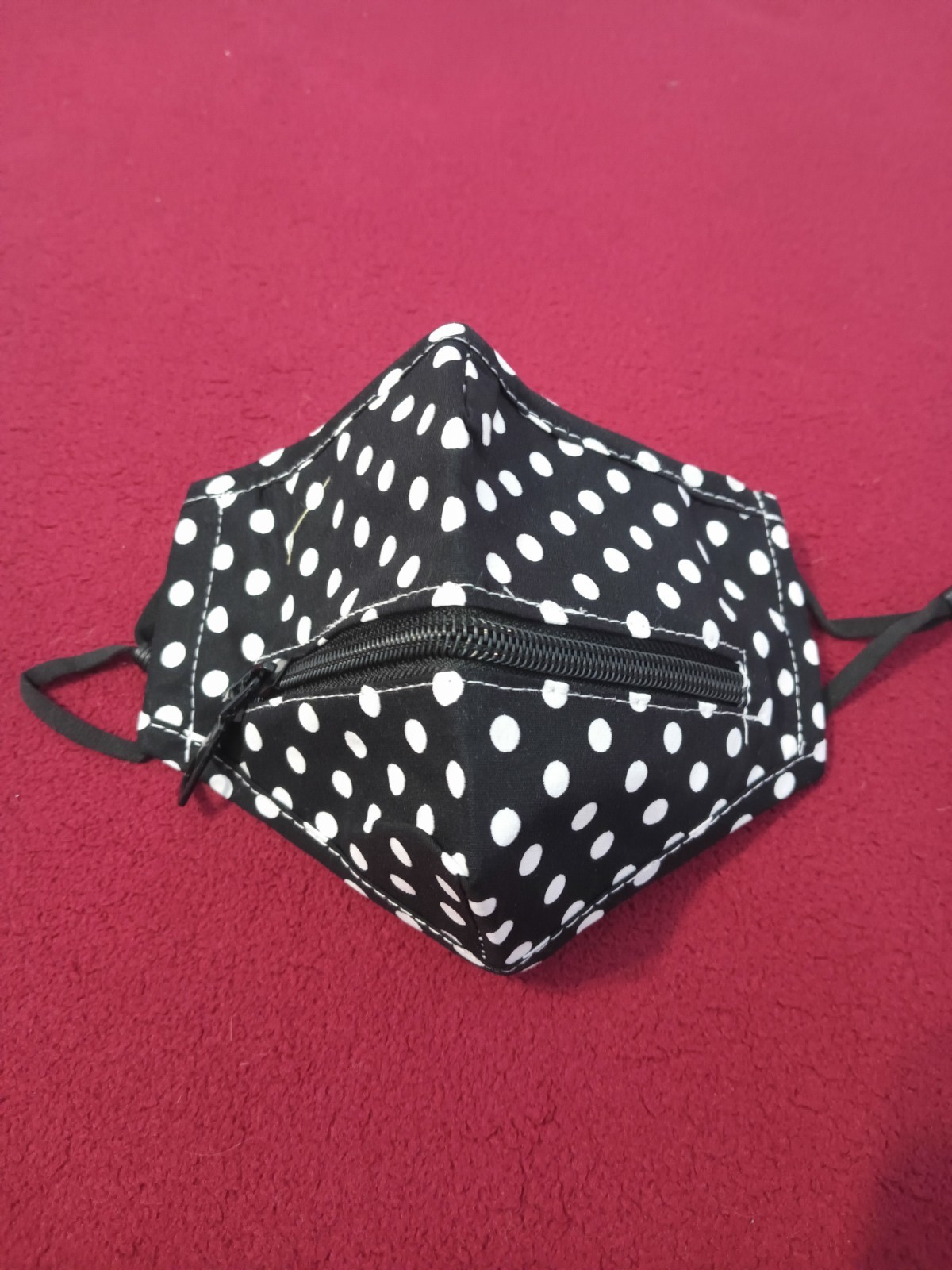 Black White Polka Dot Reusable Adjustable Washable Face Mask with Zipper