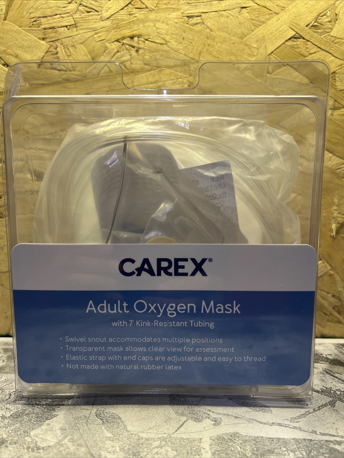 Carex Adult Oxygen Mask 7″ Kink Resistant Tubing Transparent Swivel Snout