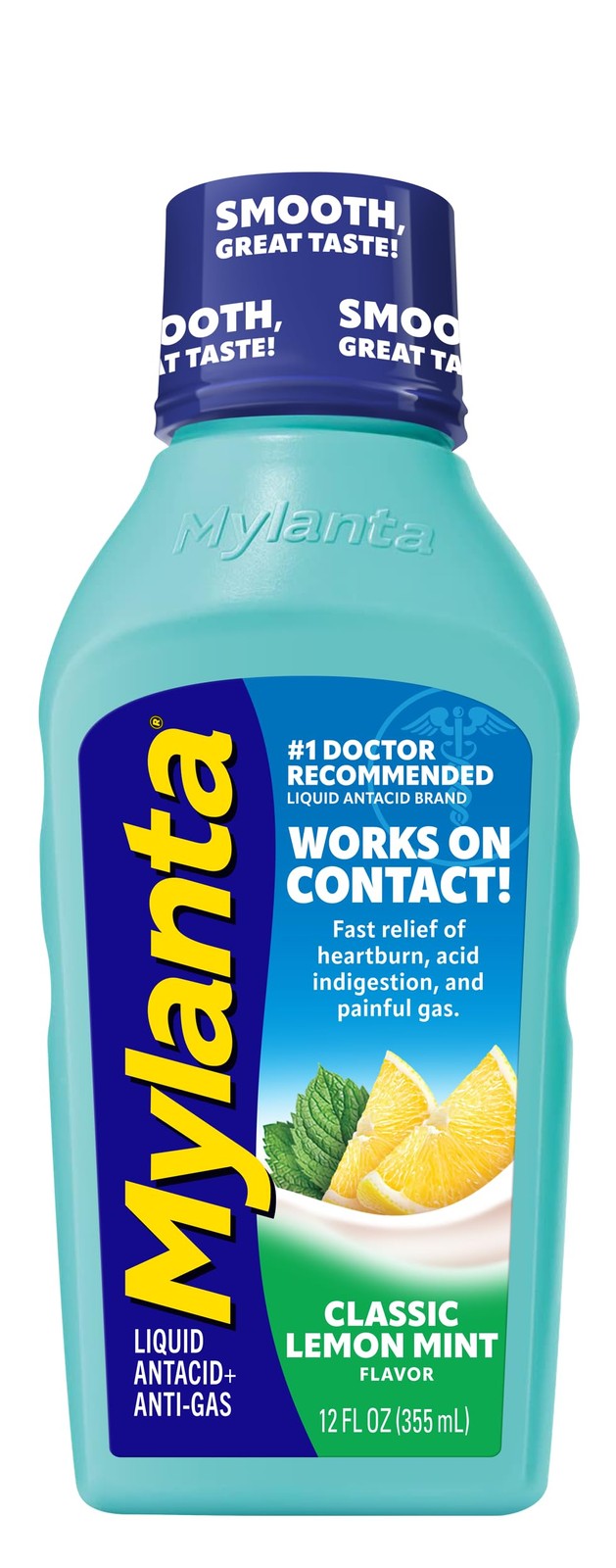 Mylanta Heartburn and Gas Relief, Liquid Antacid, Classic Flavor, 12 White