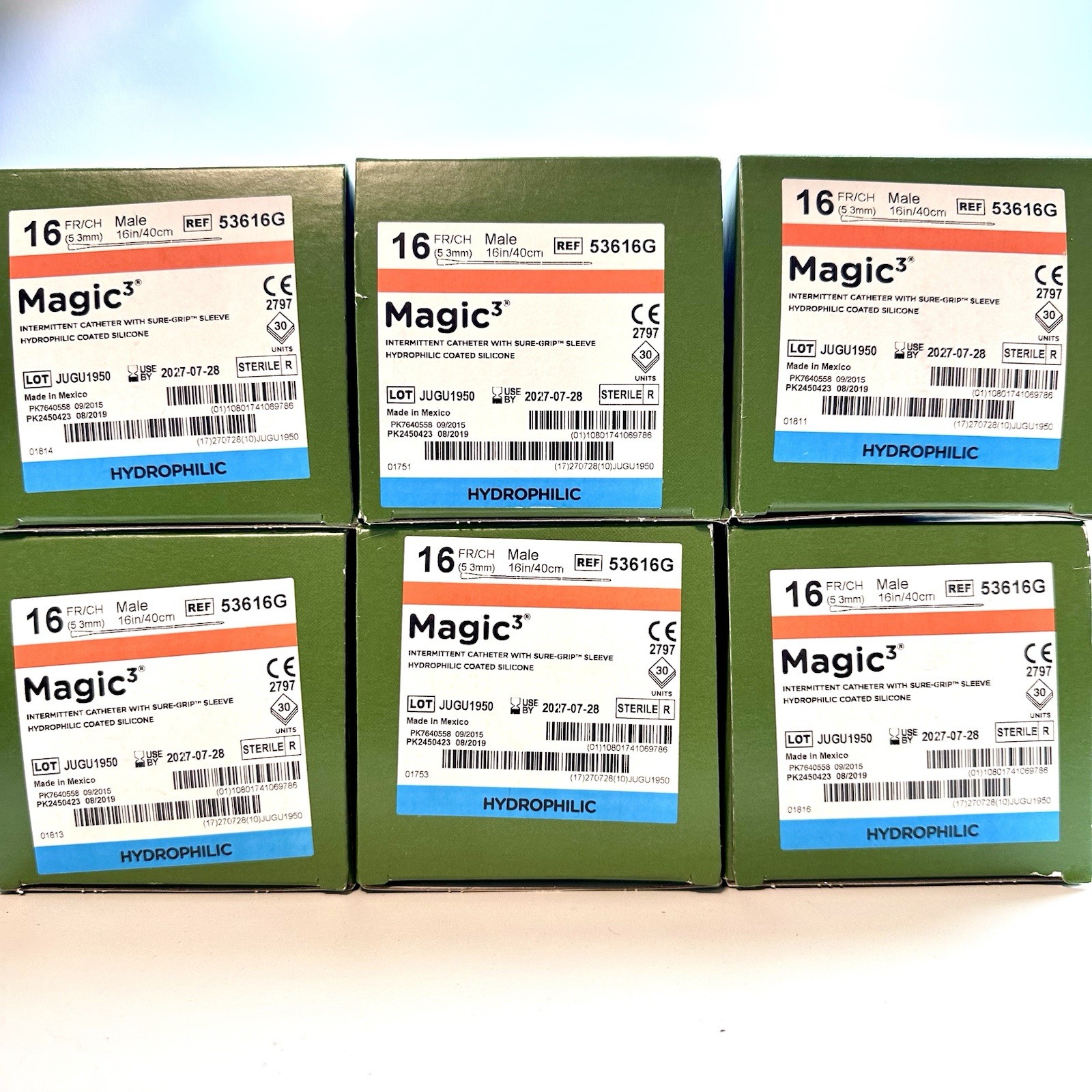 Magic3 6 New Boxes Of 30 Units (180 Total) 16 Fr Male 53616G
